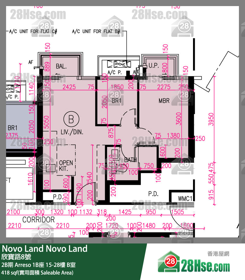 Novo Land, Flat B, 25/F, Arreso Tower 1b FloorPlan