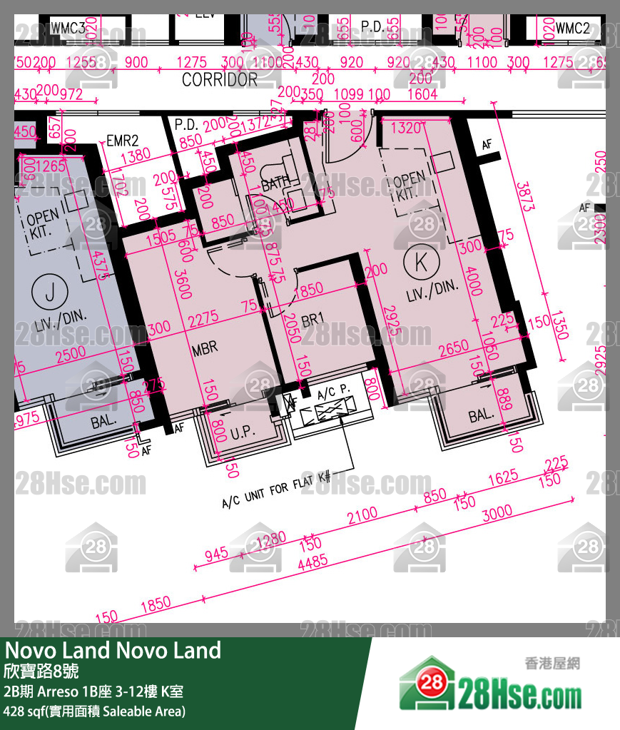 Novo Land, Flat K, 11/F, Arreso Tower 1b FloorPlan