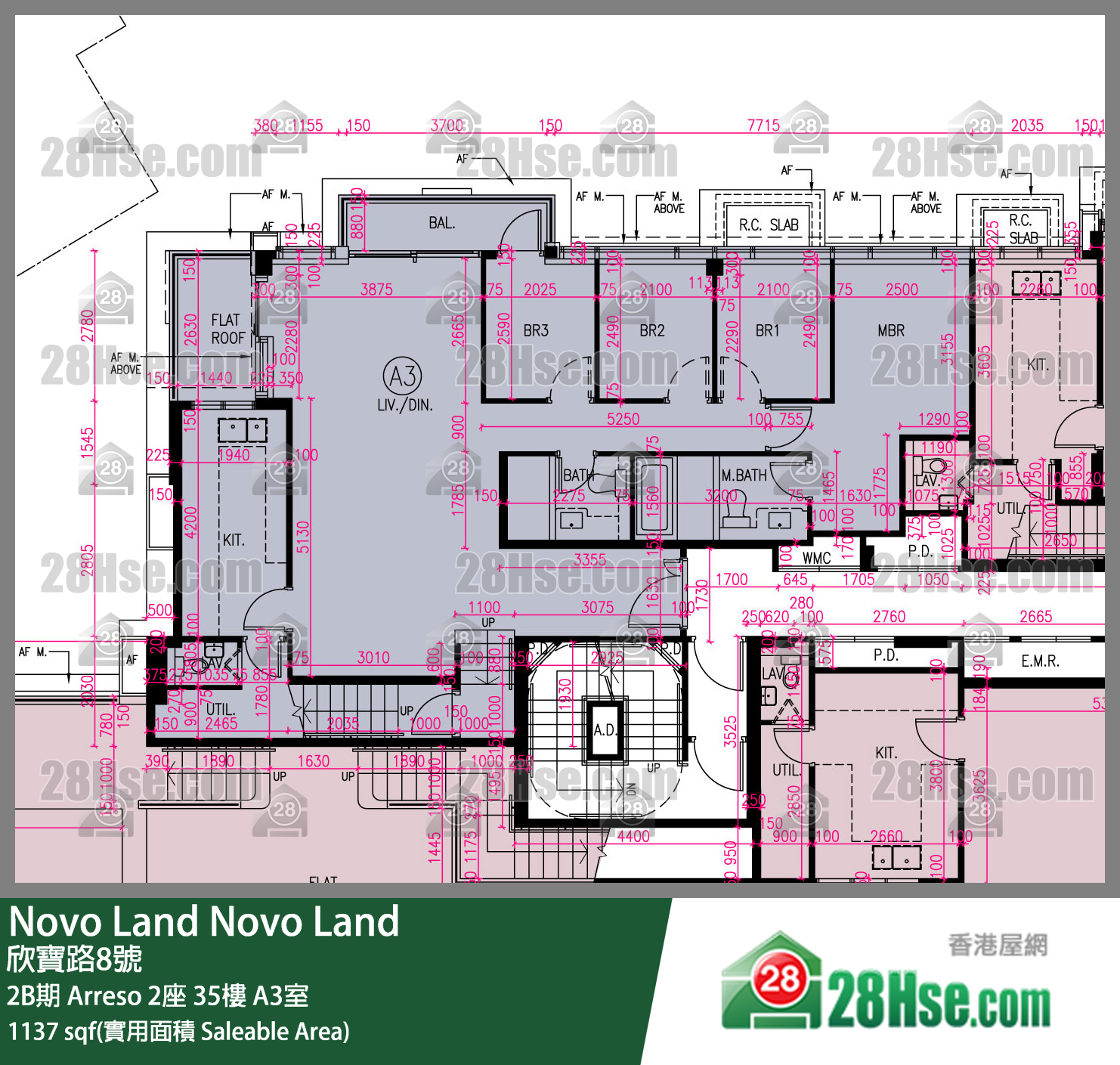 Novo Land 2B期Arreso 2座35楼 A3室 平面图