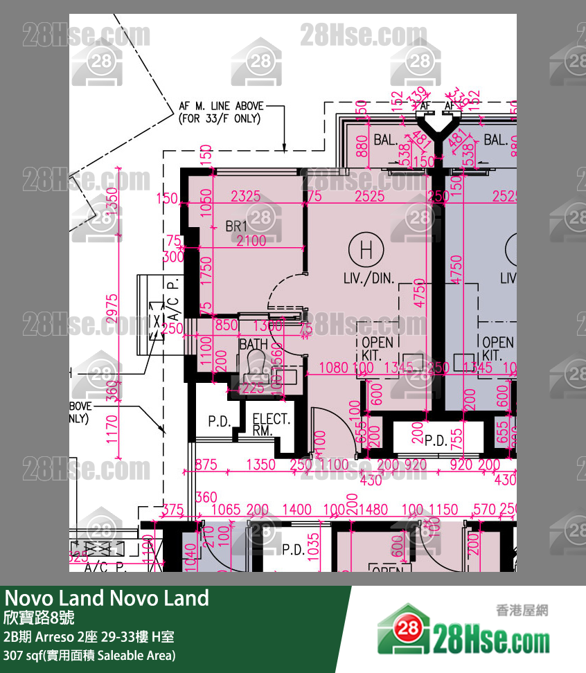 Novo Land 2B期 Arreso 2座 30樓 H室 平面圖