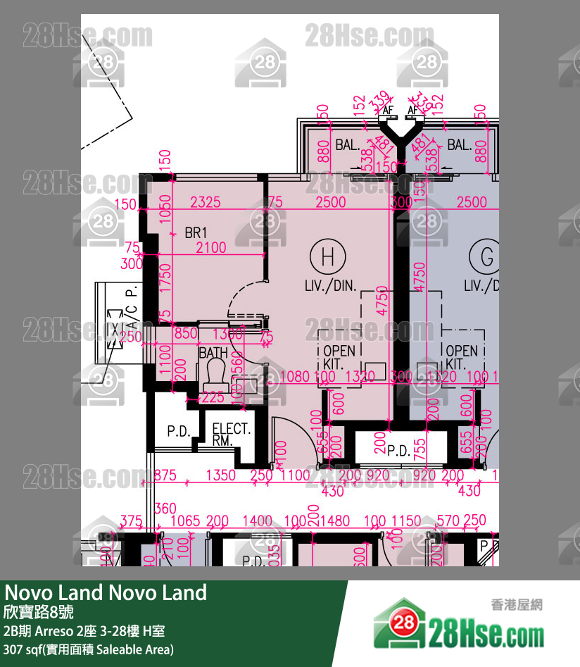 Novo Land 2B期 Arreso 2座 20樓 H室 平面圖