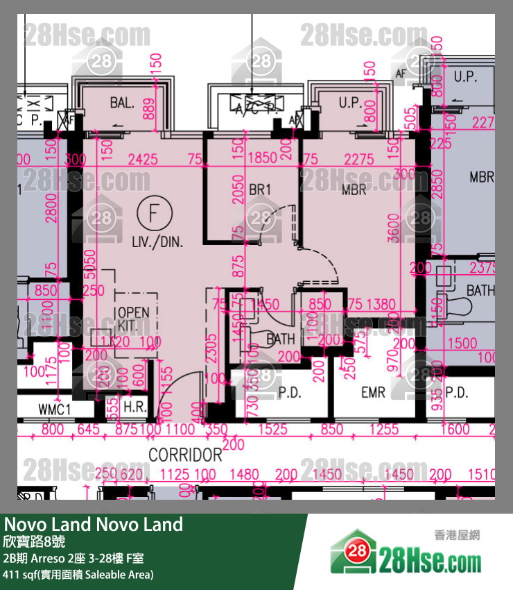 Novo Land 2B期 Arreso 2座 5樓 F室 平面圖