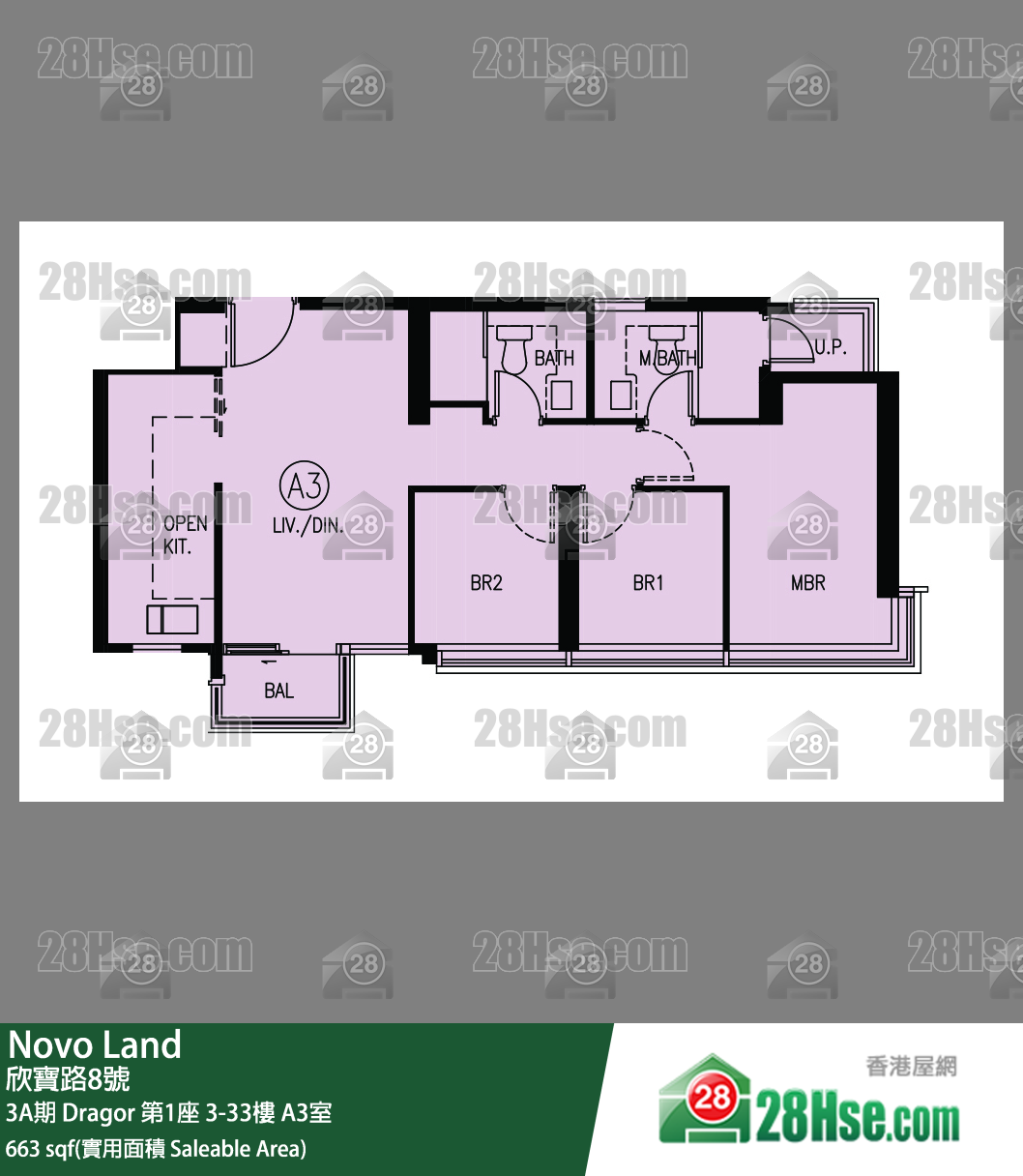 Novo Land, Flat A3, 23/F, Dragor Tower 1 FloorPlan
