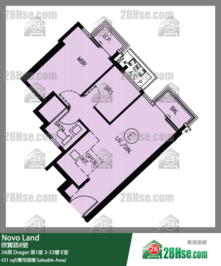 Novo Land, Flat E, 9/F, Dragor Tower 1 FloorPlan