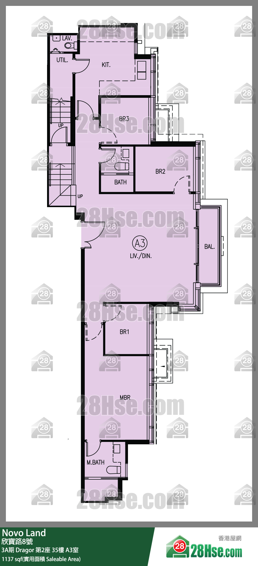 Novo Land,  Flat A3, 35/f, Dragor Tower 2, Phase 3a FloorPlan