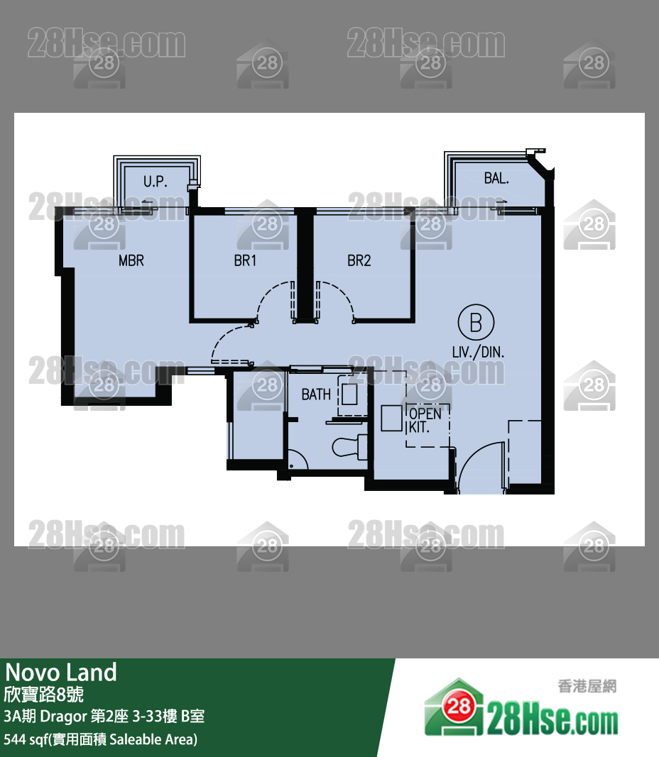 Novo Land, Flat B, 15/F, Dragor Tower 2 FloorPlan