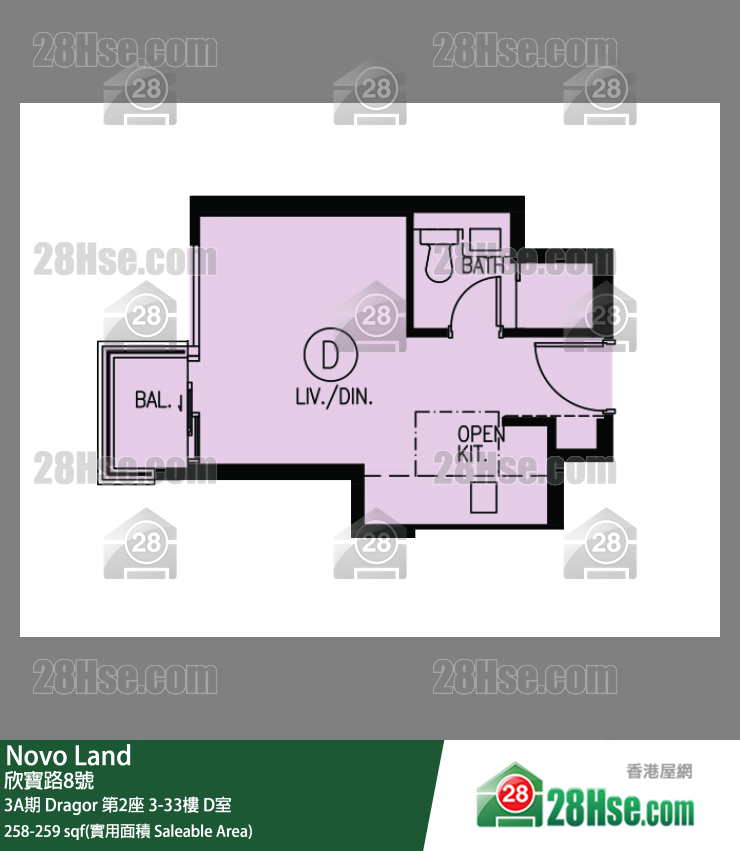 Novo Land, Flat D, 22/F, Dragor Tower 2 FloorPlan