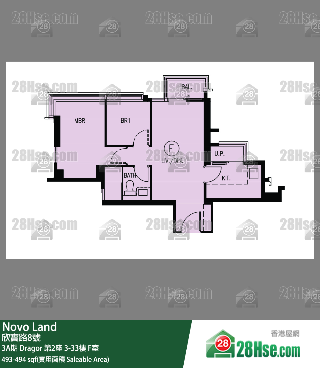 Novo Land 3A期 Dragor 第2座 18樓 F室 平面圖