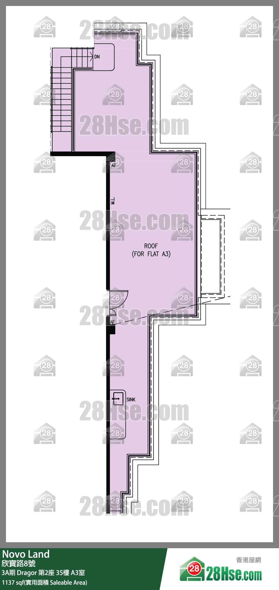 Novo Land,  Flat A3, 35/f, Dragor Tower 2, Phase 3a FloorPlan