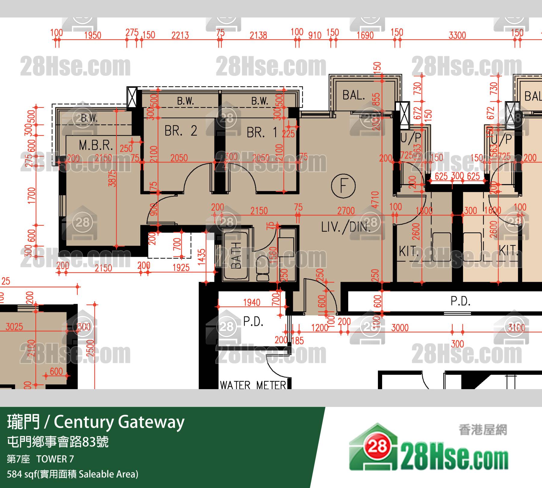Century Gateway, Flat F, 27/F, Tower 7 FloorPlan Century Gateway, Flat F, 27/F, Tower 7 FloorPlan