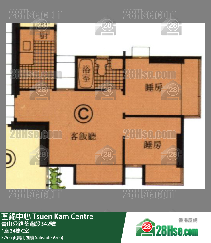 荃锦中心 1座34楼 C室 平面图