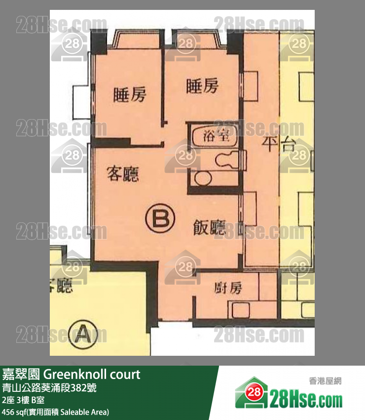 嘉翠园 2座3楼 B室 平面图