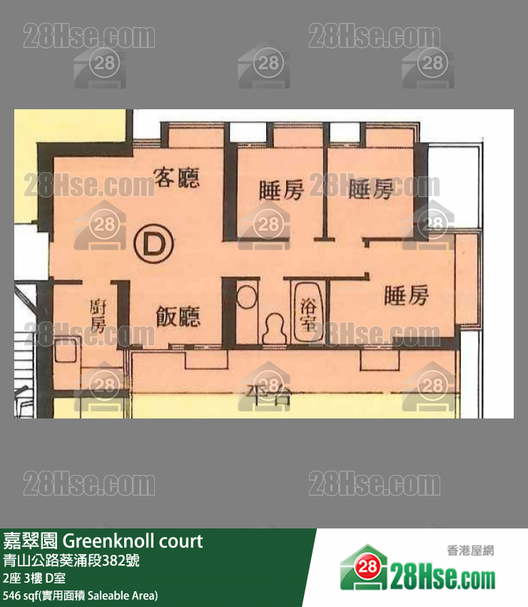 嘉翠园 2座3楼 D室 平面图