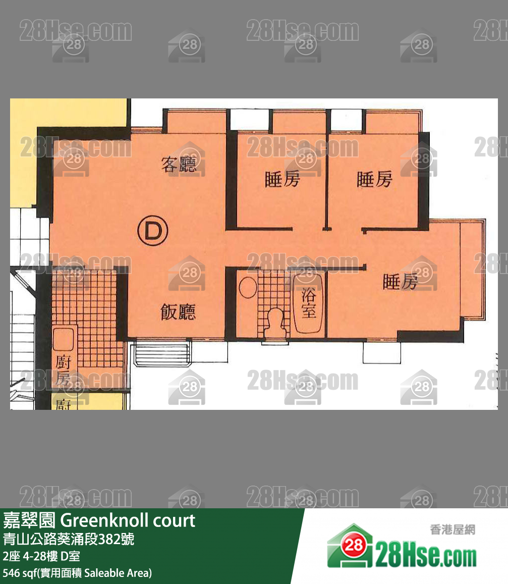 嘉翠園 2座27樓 D室 平面圖