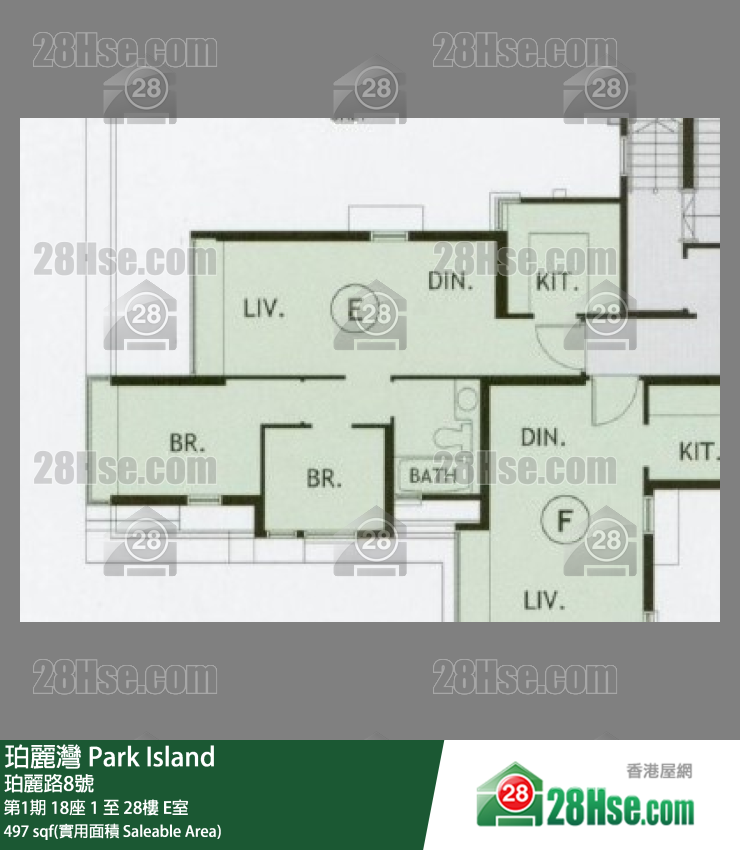 Park Island,  Flat E, 15/f, Block 18, Phase 1 FloorPlan