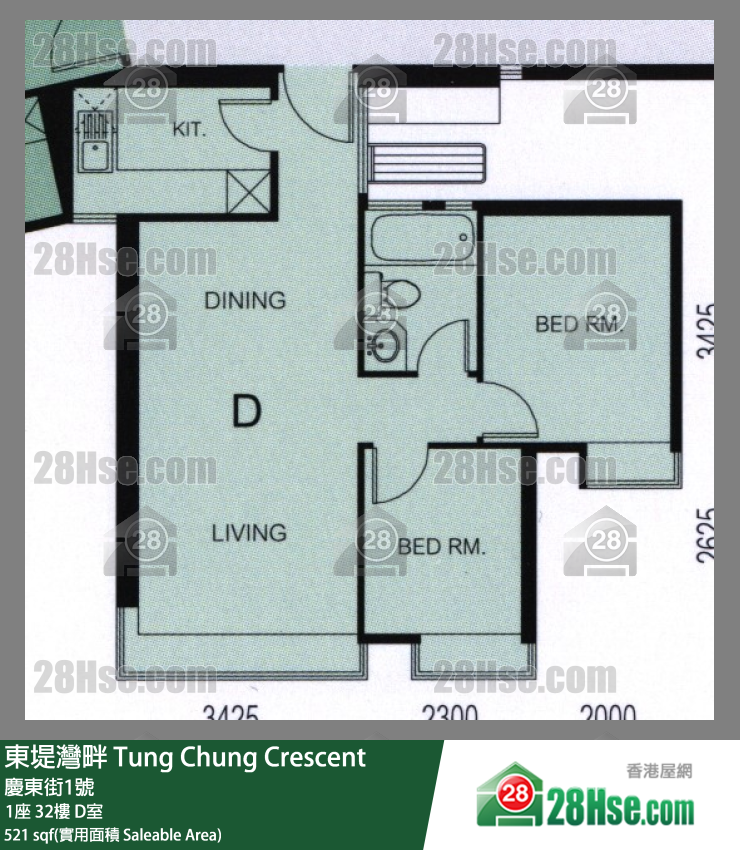 東堤灣畔 1座32樓 D室 平面圖