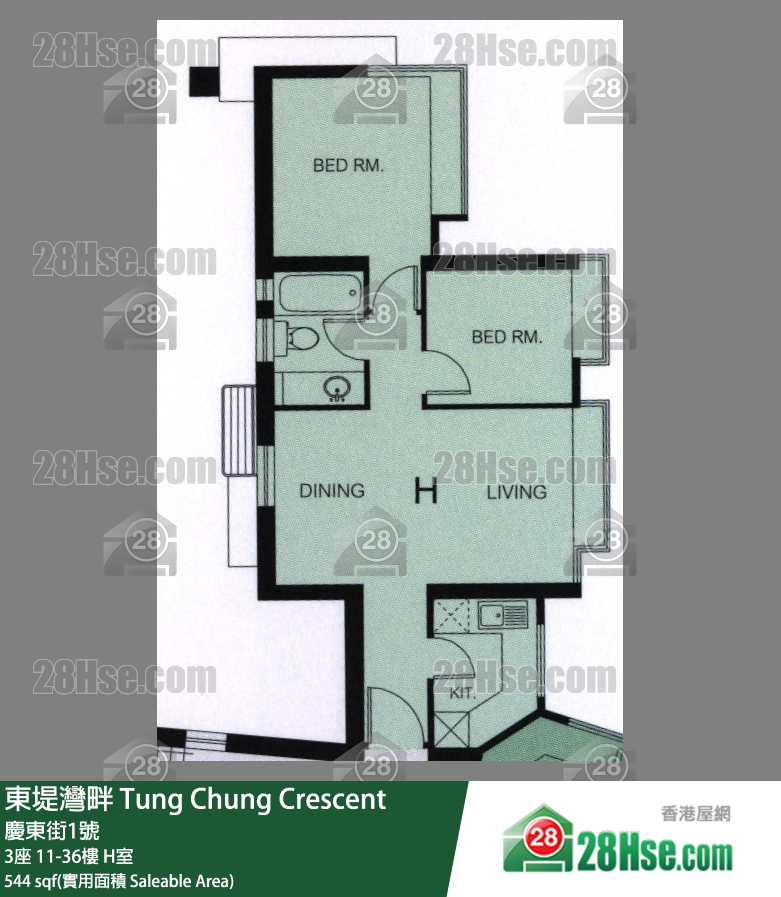 东堤湾畔 3座36楼 H室 平面图