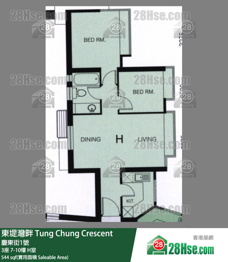 东堤湾畔 3座10楼 H室 平面图