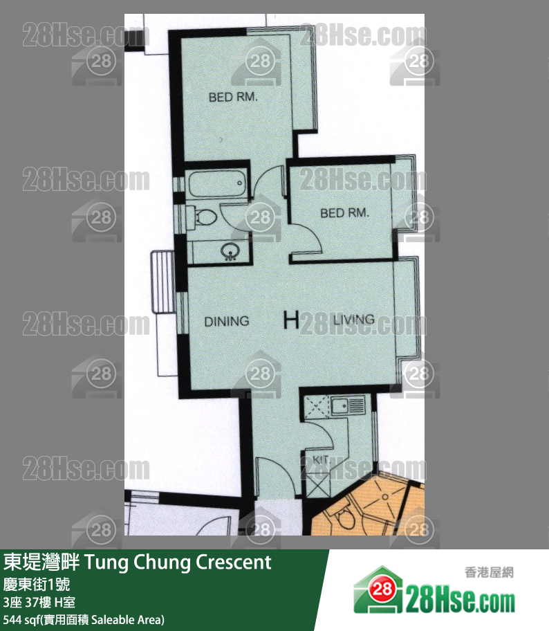 東堤灣畔 3座37樓 H室 平面圖