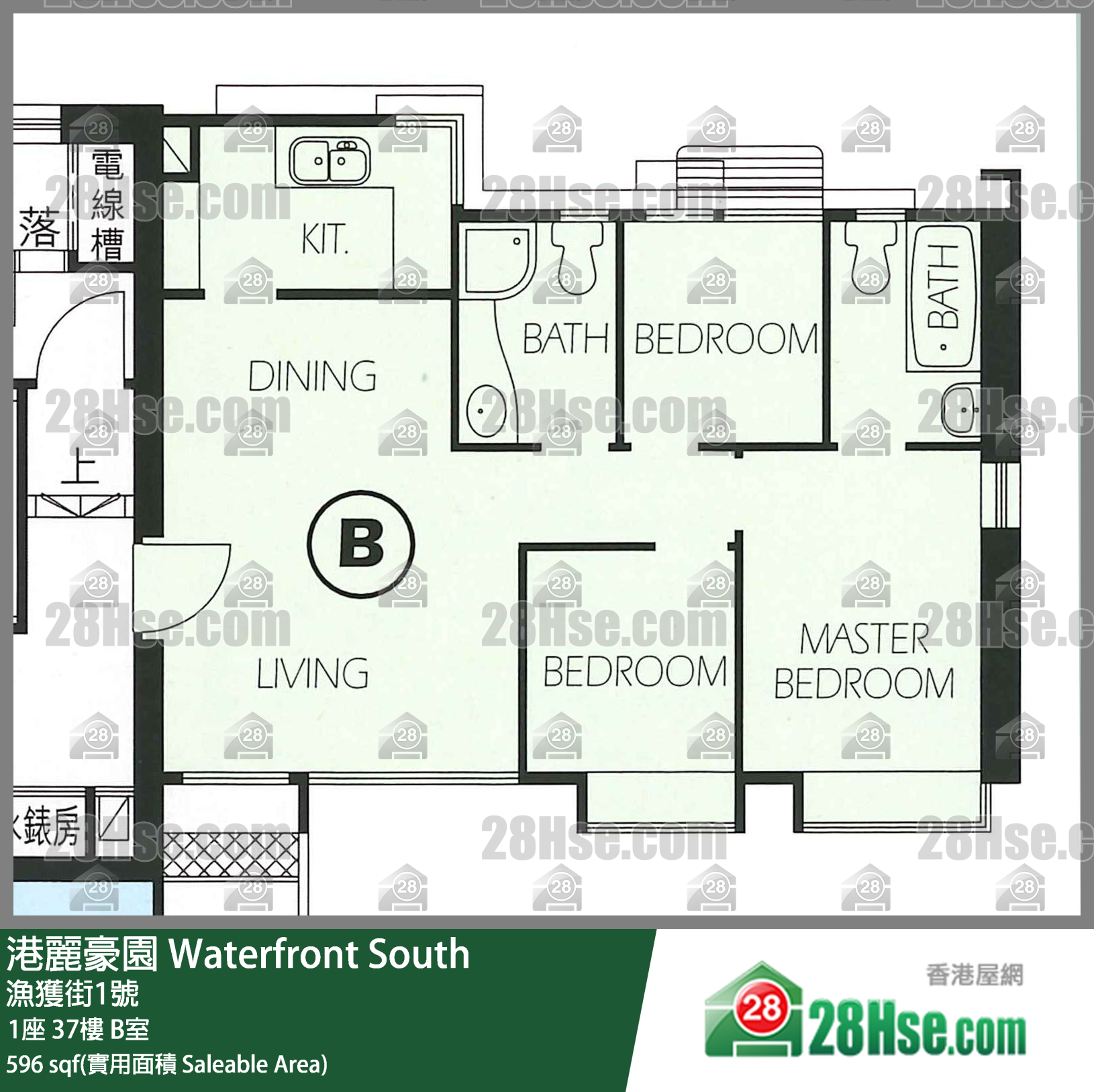 港丽豪园 1座 37楼 B室 平面图