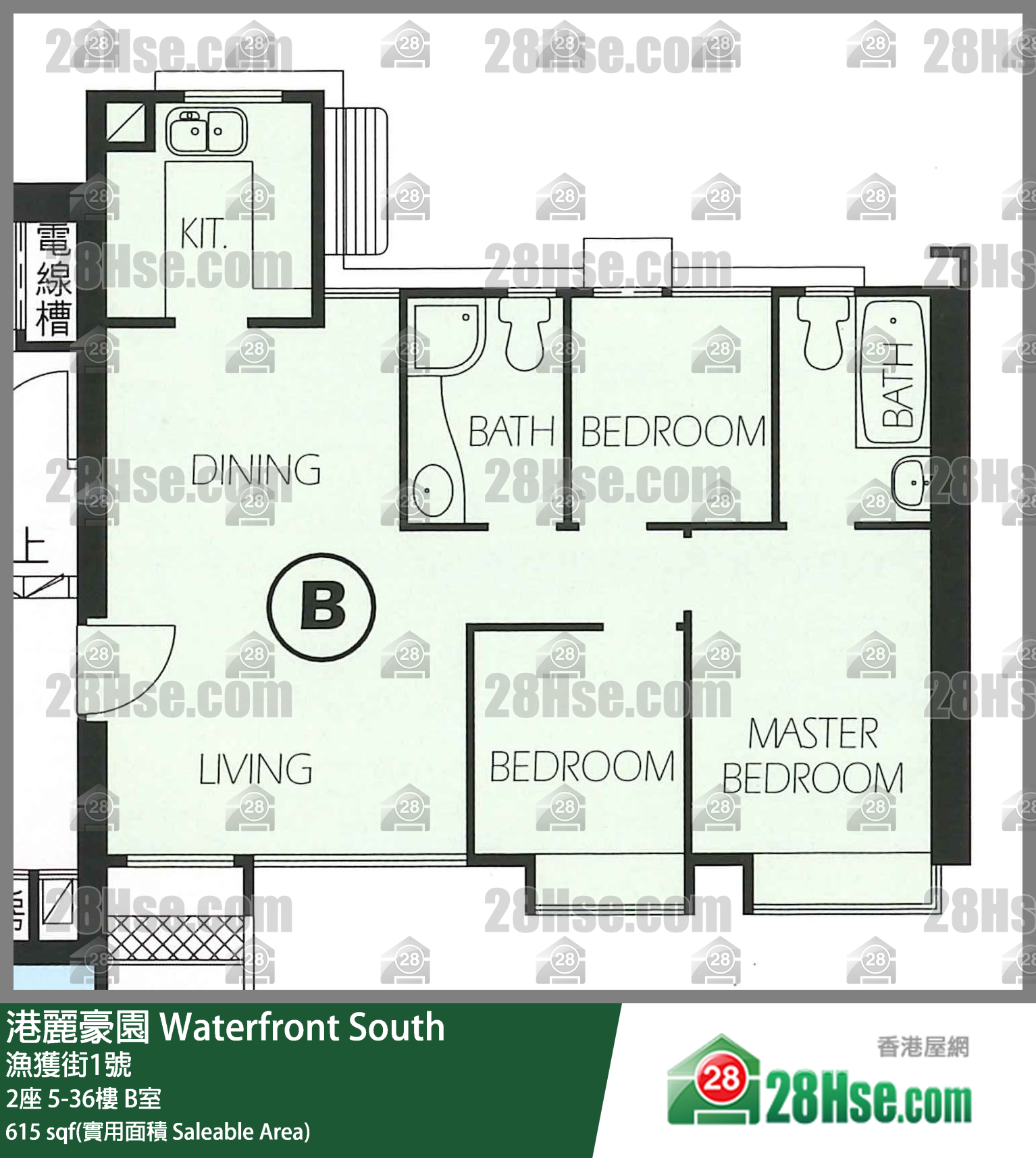 港麗豪園 2座 26樓 B室 平面圖