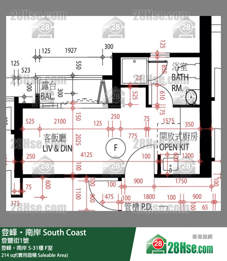 登峰南岸 登峰‧南岸 7樓 F室 平面圖