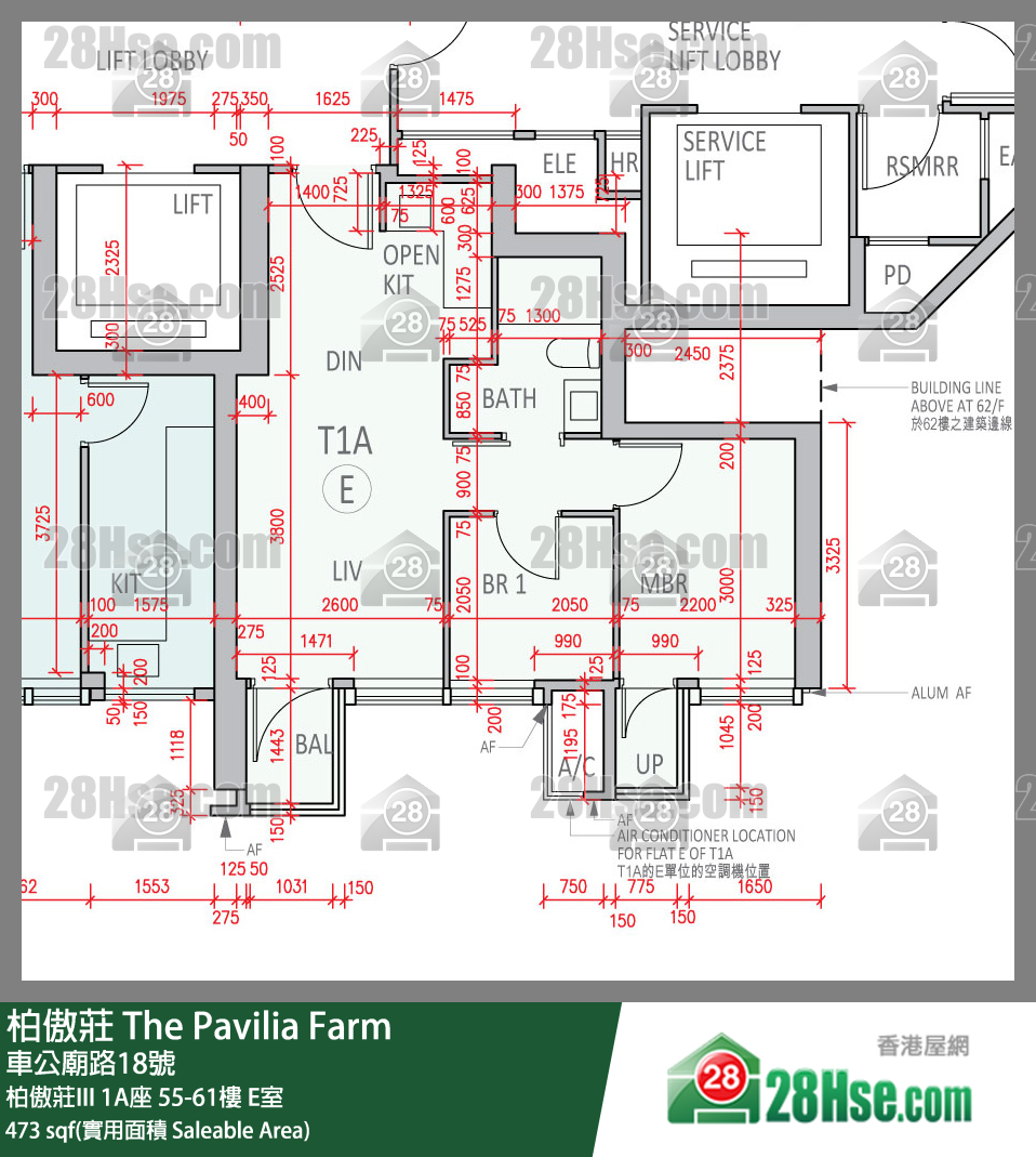 柏傲庄 柏傲庄III 1A座 61楼 E室 平面图