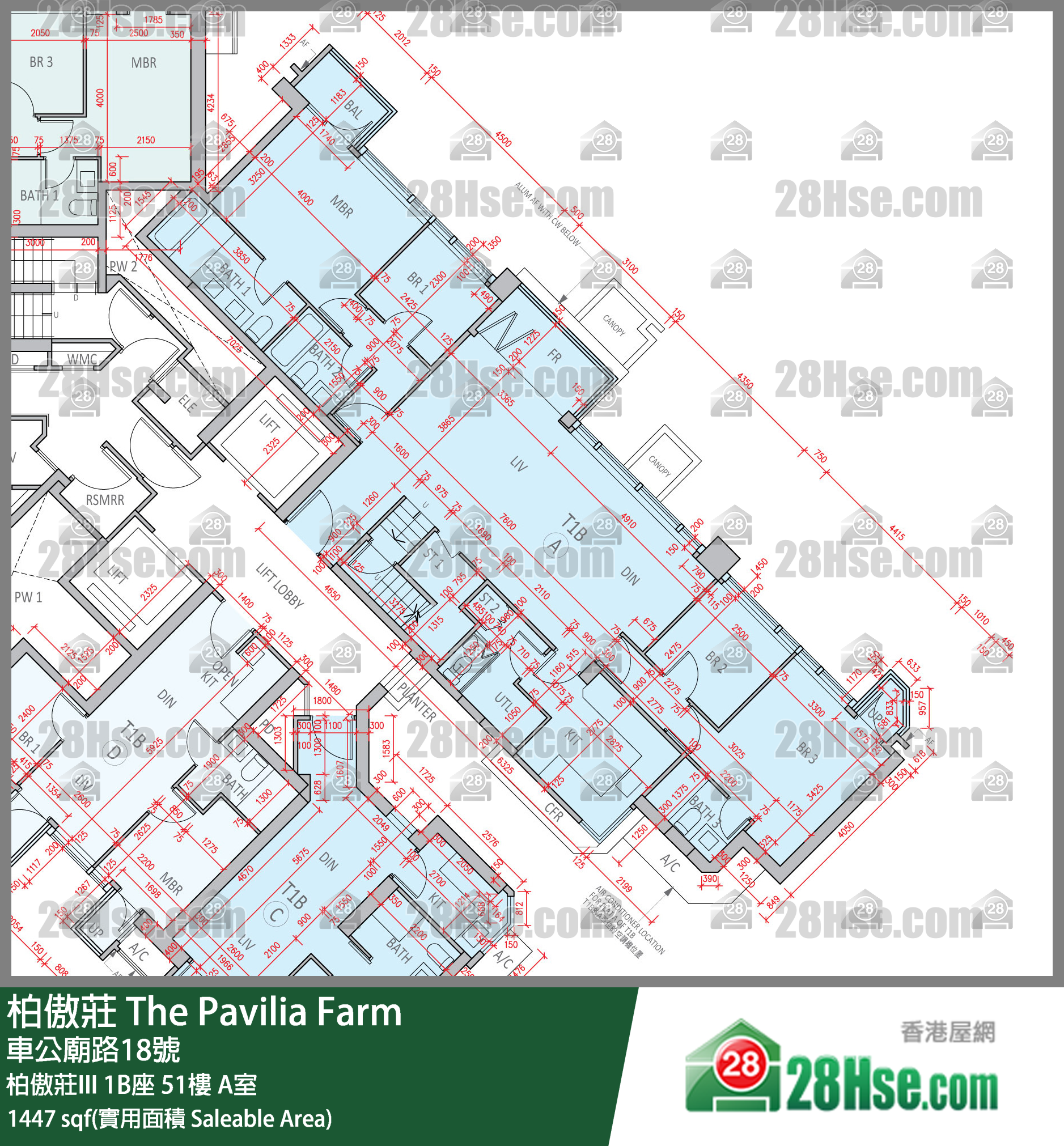 柏傲庄 柏傲庄III1B座51楼 A室 平面图