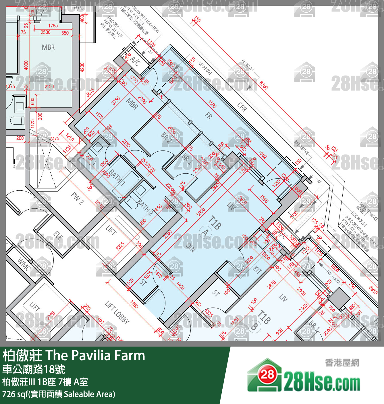 柏傲庄 柏傲庄III 1B座 7楼 A室 平面图