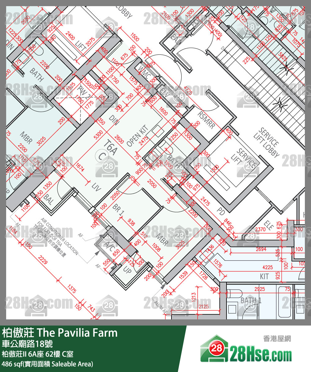 柏傲莊 柏傲莊II 6A座 62樓 C室 平面圖