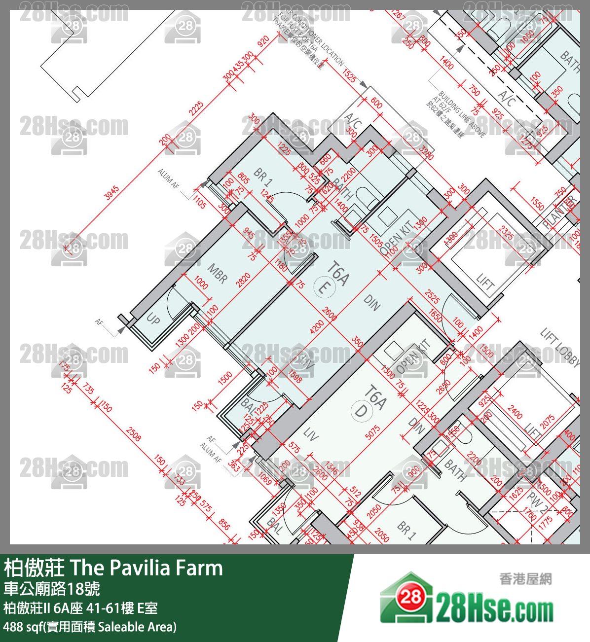 柏傲莊 柏傲莊II 6A座 60樓 E室 平面圖