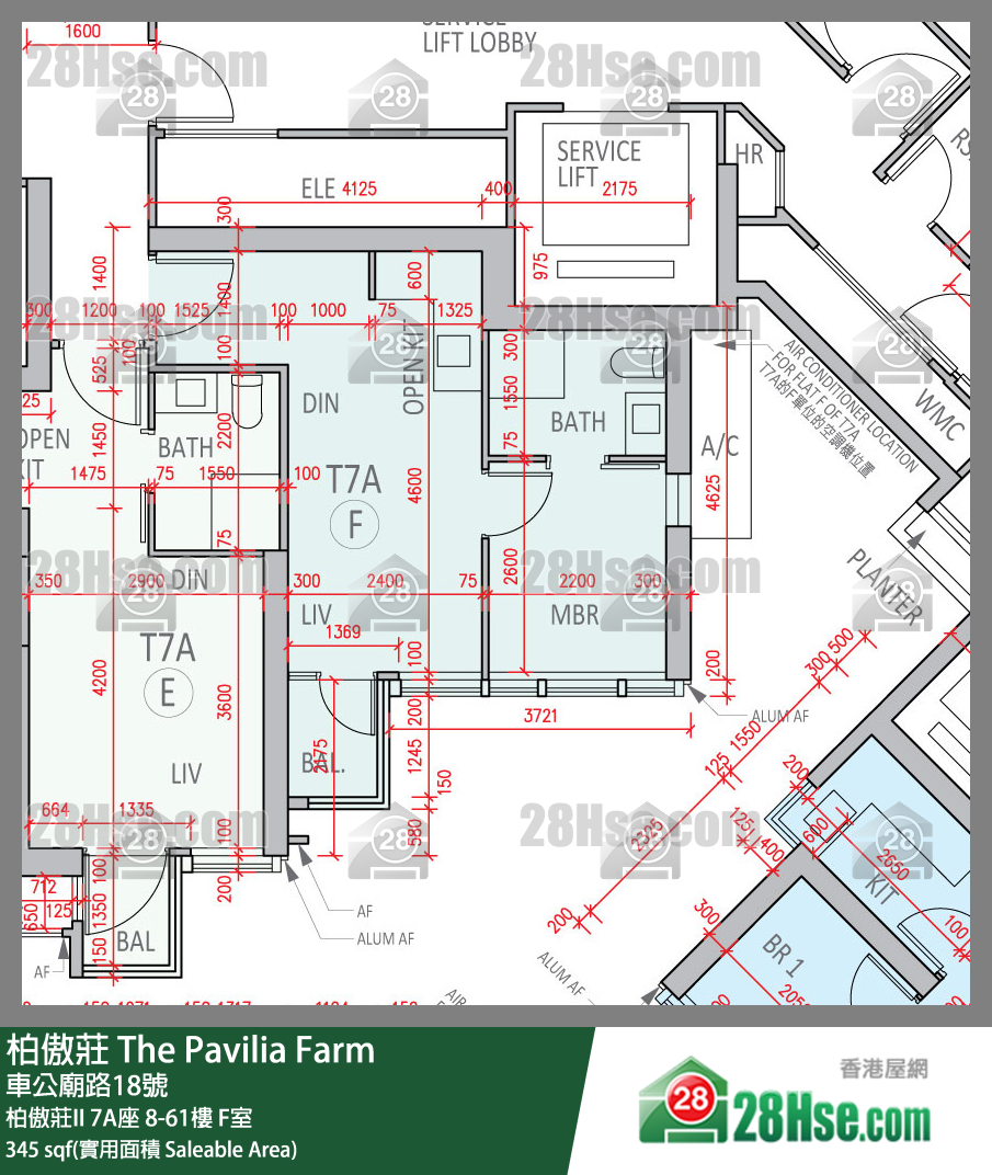 柏傲莊 柏傲莊II 7A座 52樓 F室 平面圖