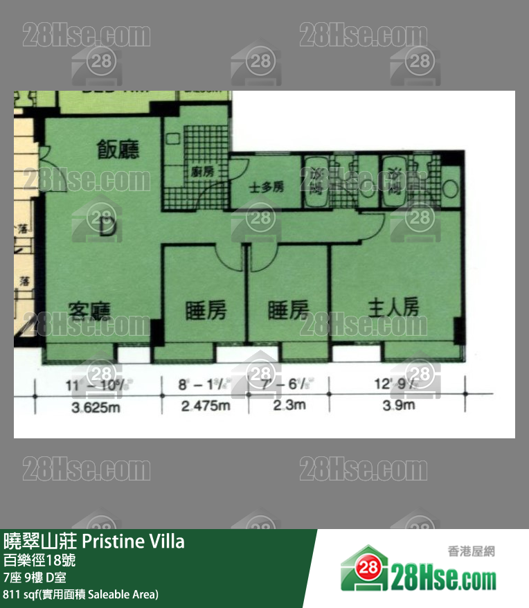 晓翠山庄 7座 9楼 D室 平面图