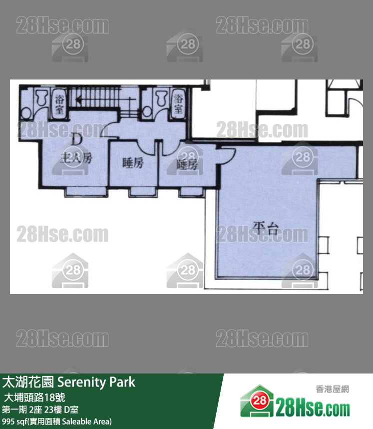 太湖花园 第一期 2座 23楼 D室 平面图