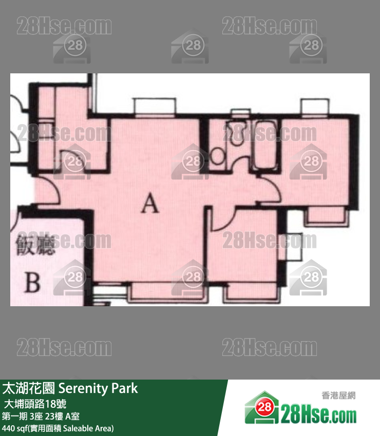 太湖花园 第一期 3座 23楼 A室 平面图