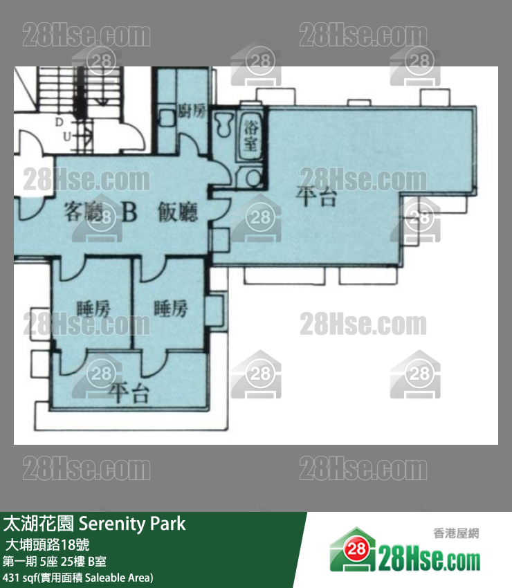 太湖花园 第一期5座25楼 B室 平面图