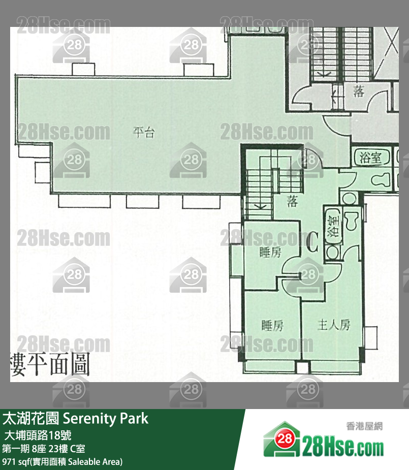 太湖花园 第一期8座23楼 C室 平面图