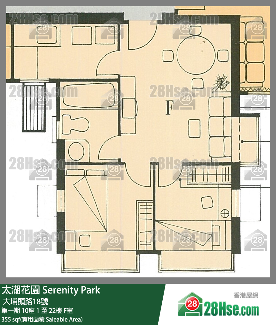 太湖花园 第一期10座22楼 F室 平面图