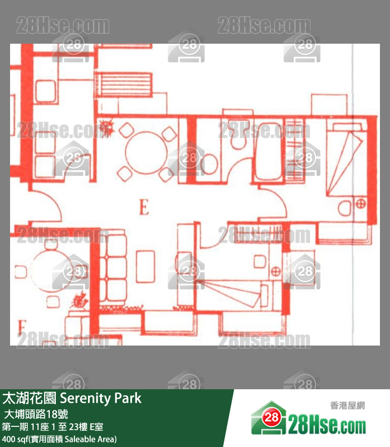 太湖花園 第一期 11座 23樓 E室 平面圖