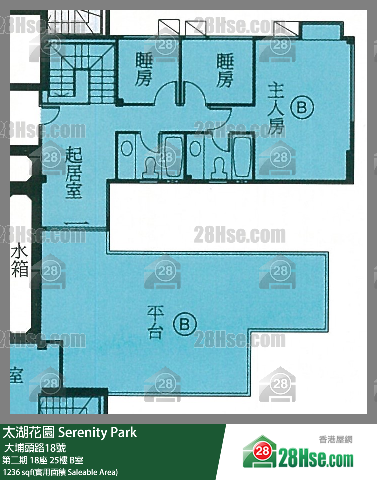 太湖花园 第二期18座25楼 B室 平面图