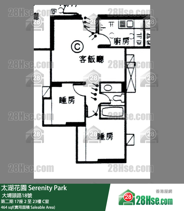 太湖花园 第二期 17座 8楼 C室 平面图