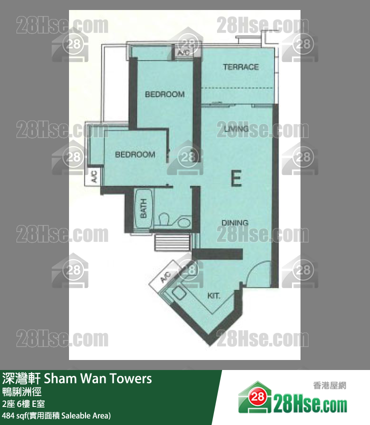 Sham Wan Towers,  Flat E, 6/f, Tower 2 FloorPlan