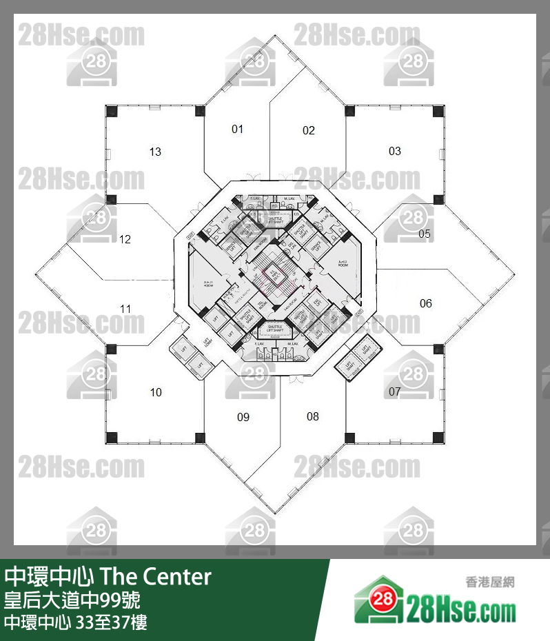 中环中心 33-37楼 平面图