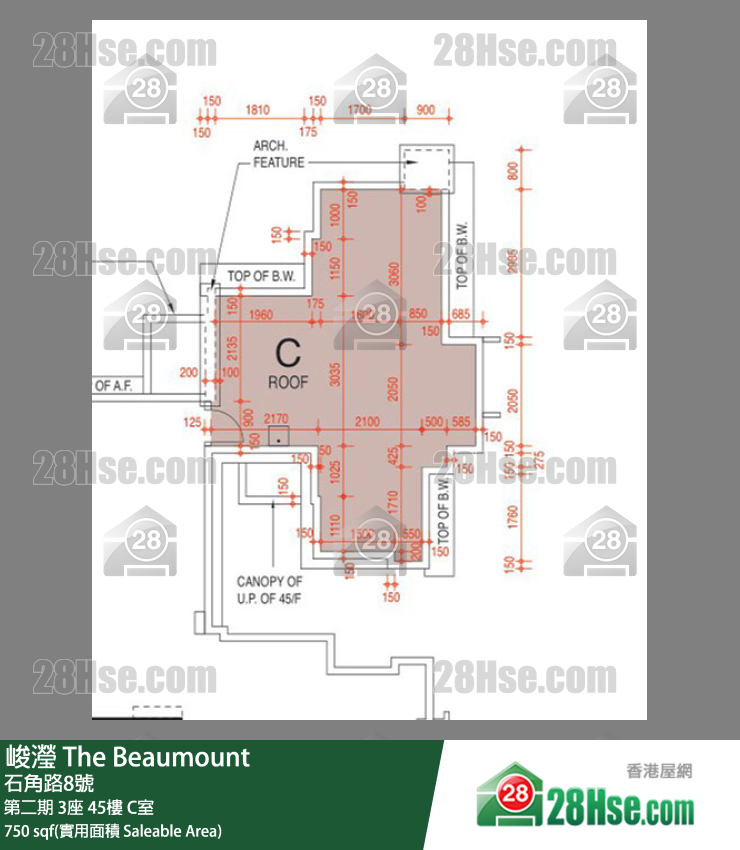 峻瀅 第二期 3座 45樓 C室 平面圖