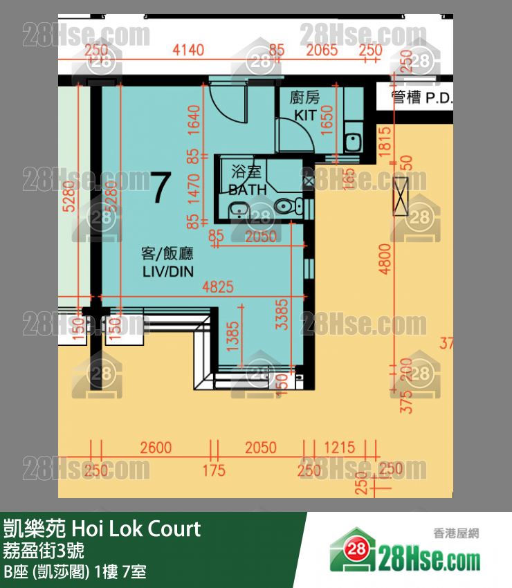 凱樂苑 B座 (凱莎閣) 1樓 7室 平面圖