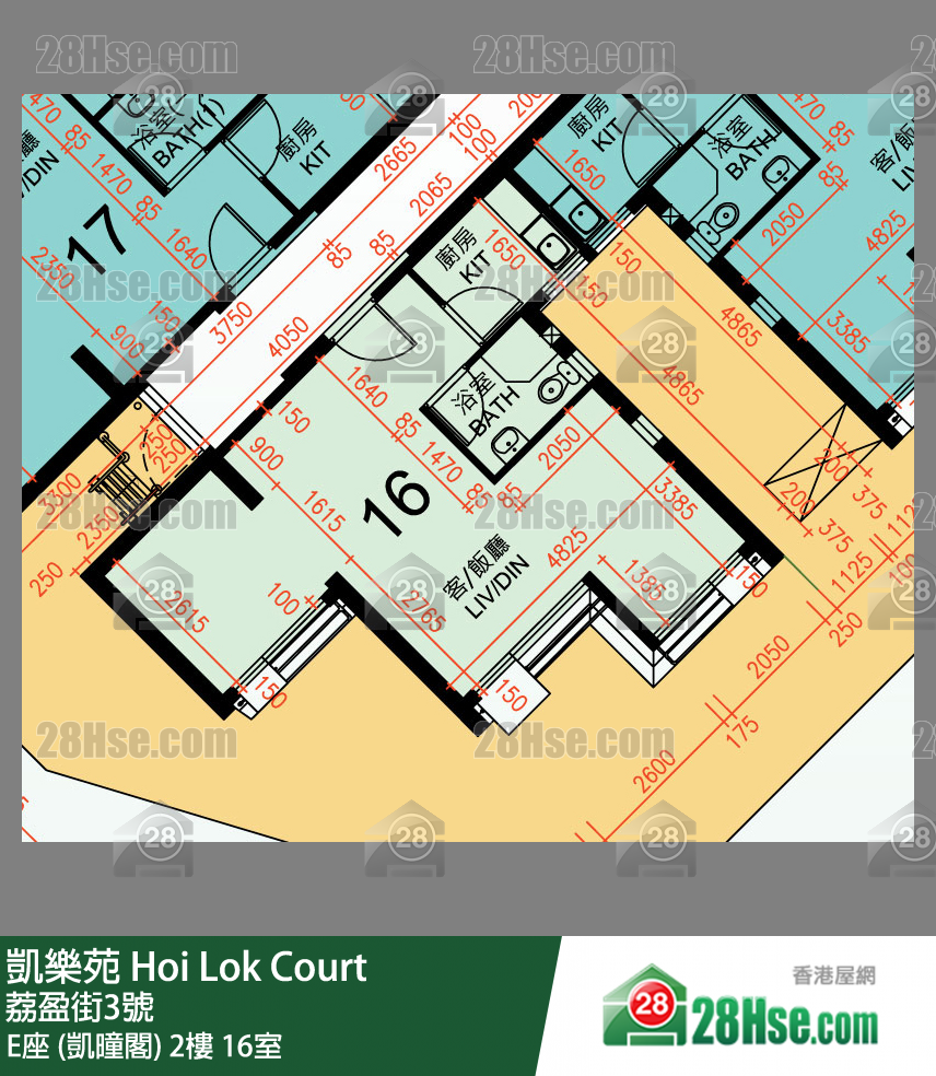 Hoi Lok Court, Flat 16, 2/F, Block E FloorPlan
