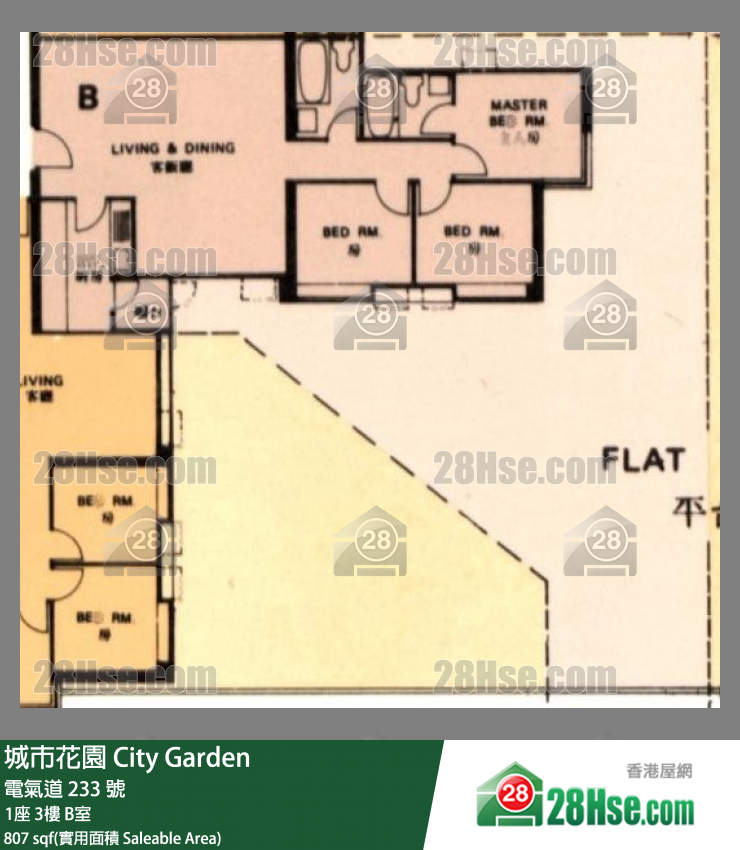 城市花園 1座 3樓 B室 平面圖