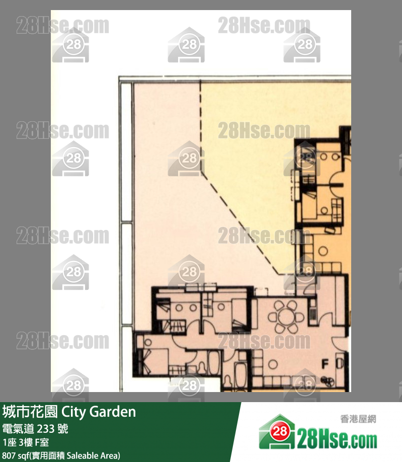 城市花園 1座3樓 F室 平面圖