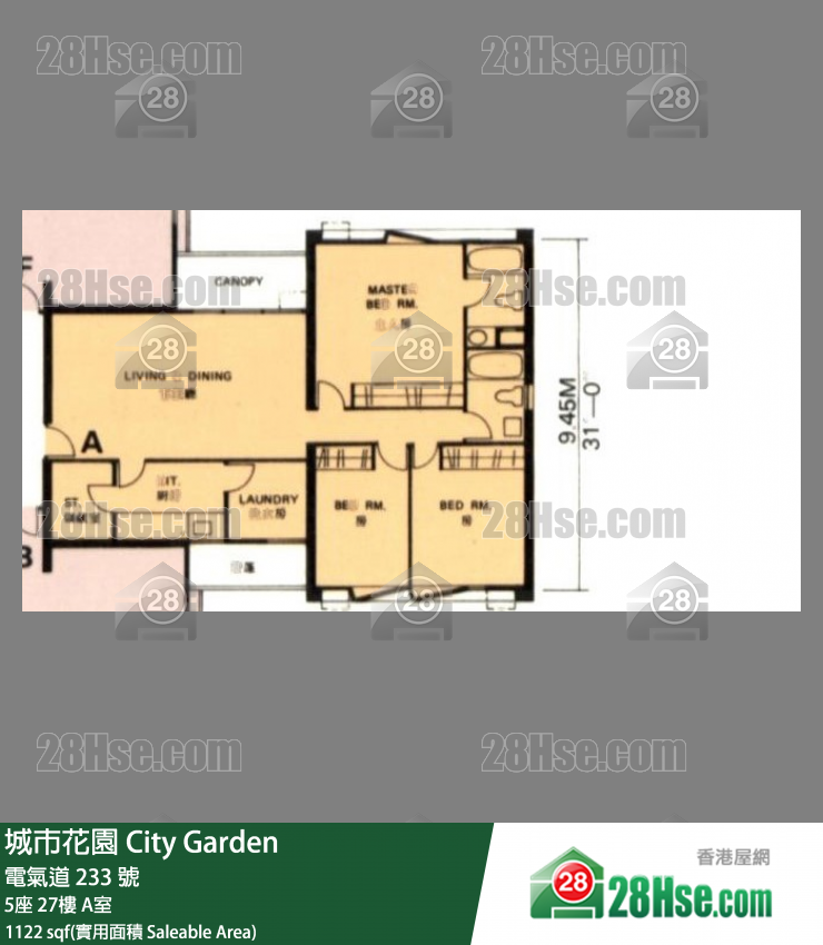 城市花园 5座27楼 A室 平面图