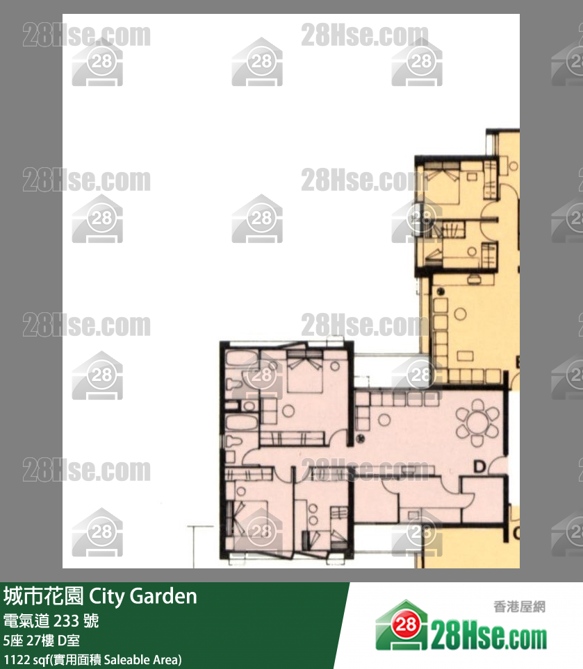 城市花园 5座27楼 D室 平面图